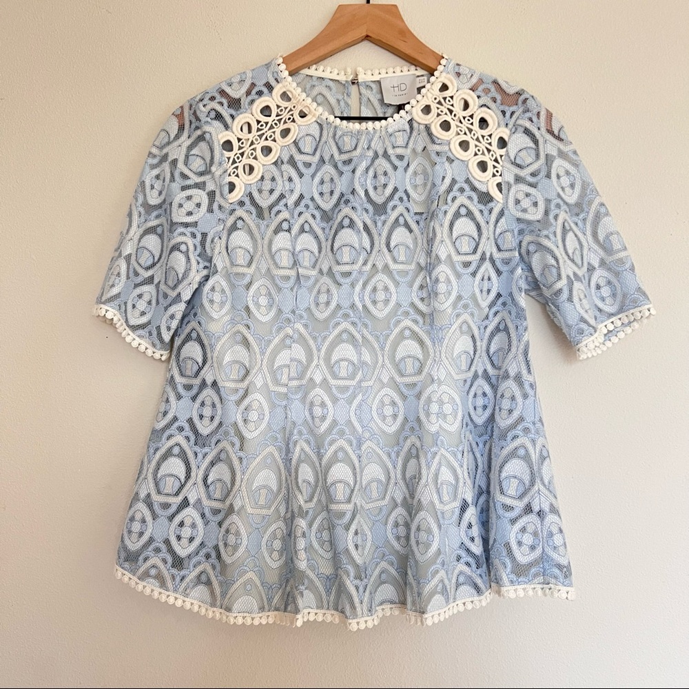 NWT amazing Anthropologie lace blouse top blue sz 0 - Picture 4 of 12
